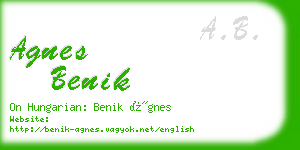 agnes benik business card